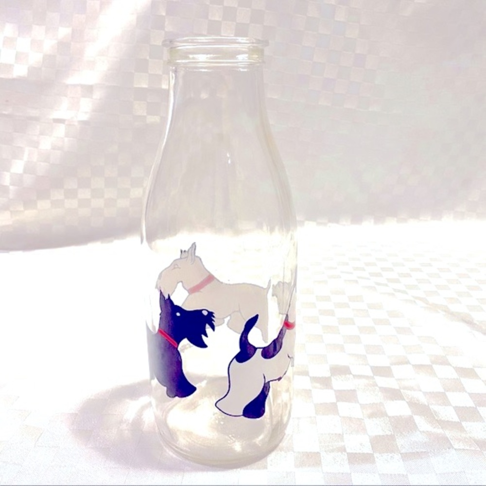 Vintage LE PARFAIT FRANCE Glass Milk Bottle Dog Sc
